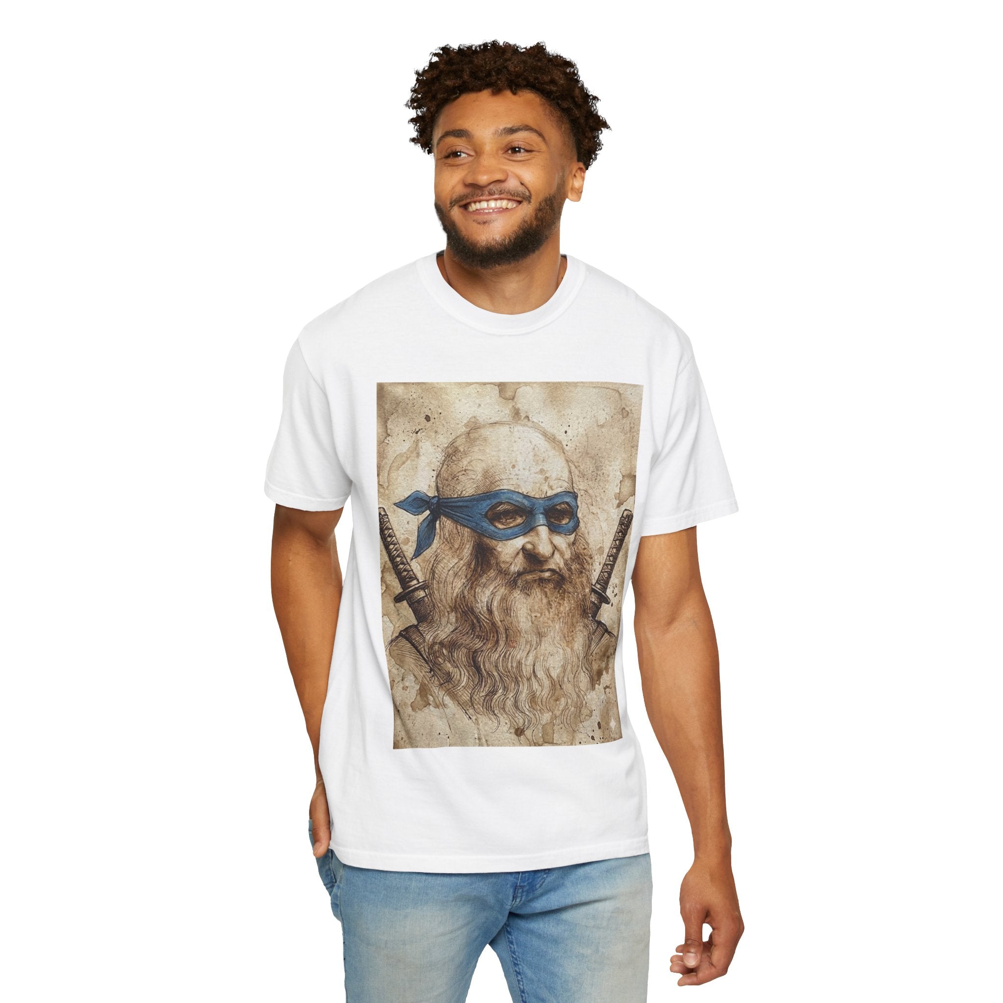 Leonardo Ninja Portrait T-Shirt — Vintage Samurai Leonardo da Vinci Art Tee