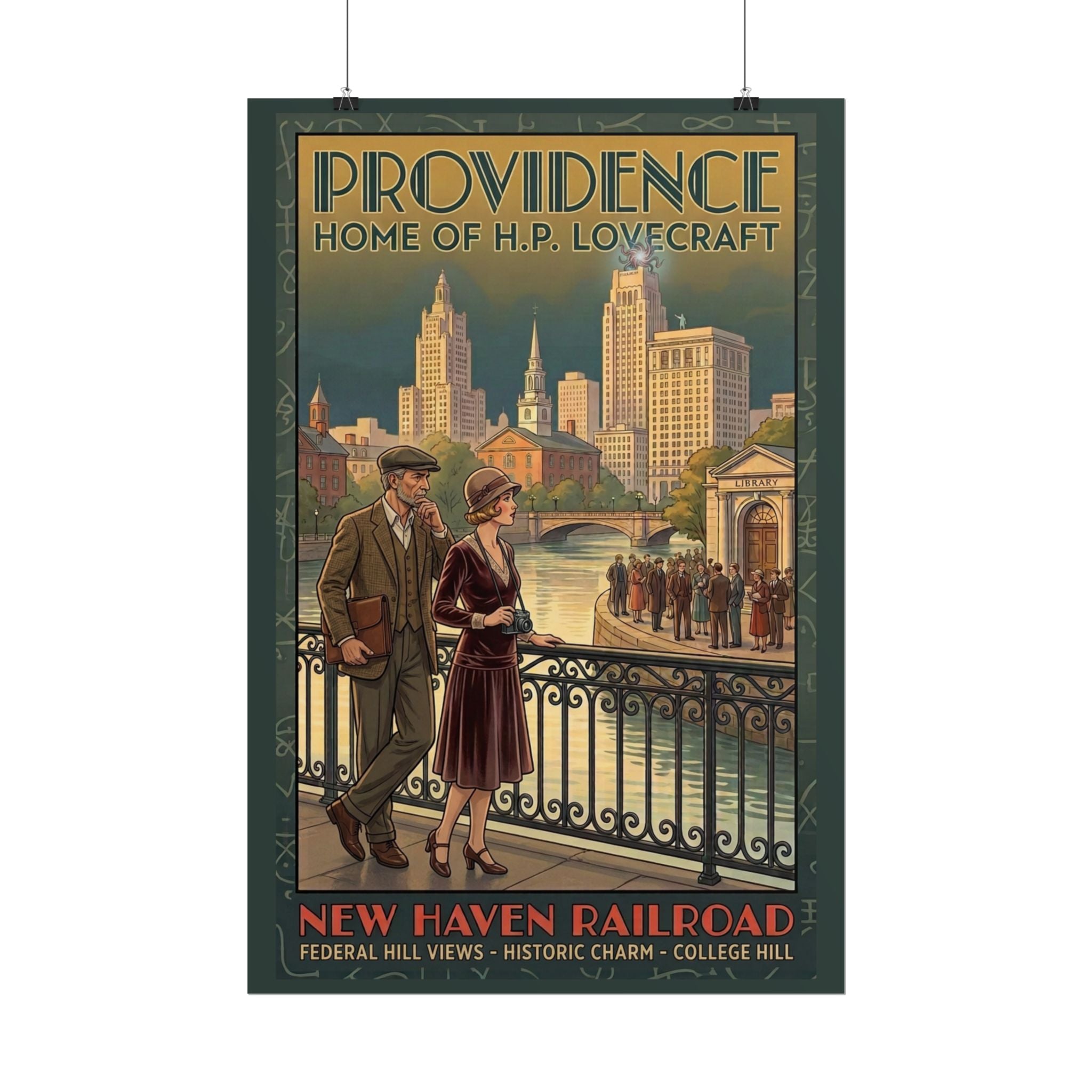 Providence Rhode Island Travel Poster — New Haven Railroad Art Deco Lovecraft Print