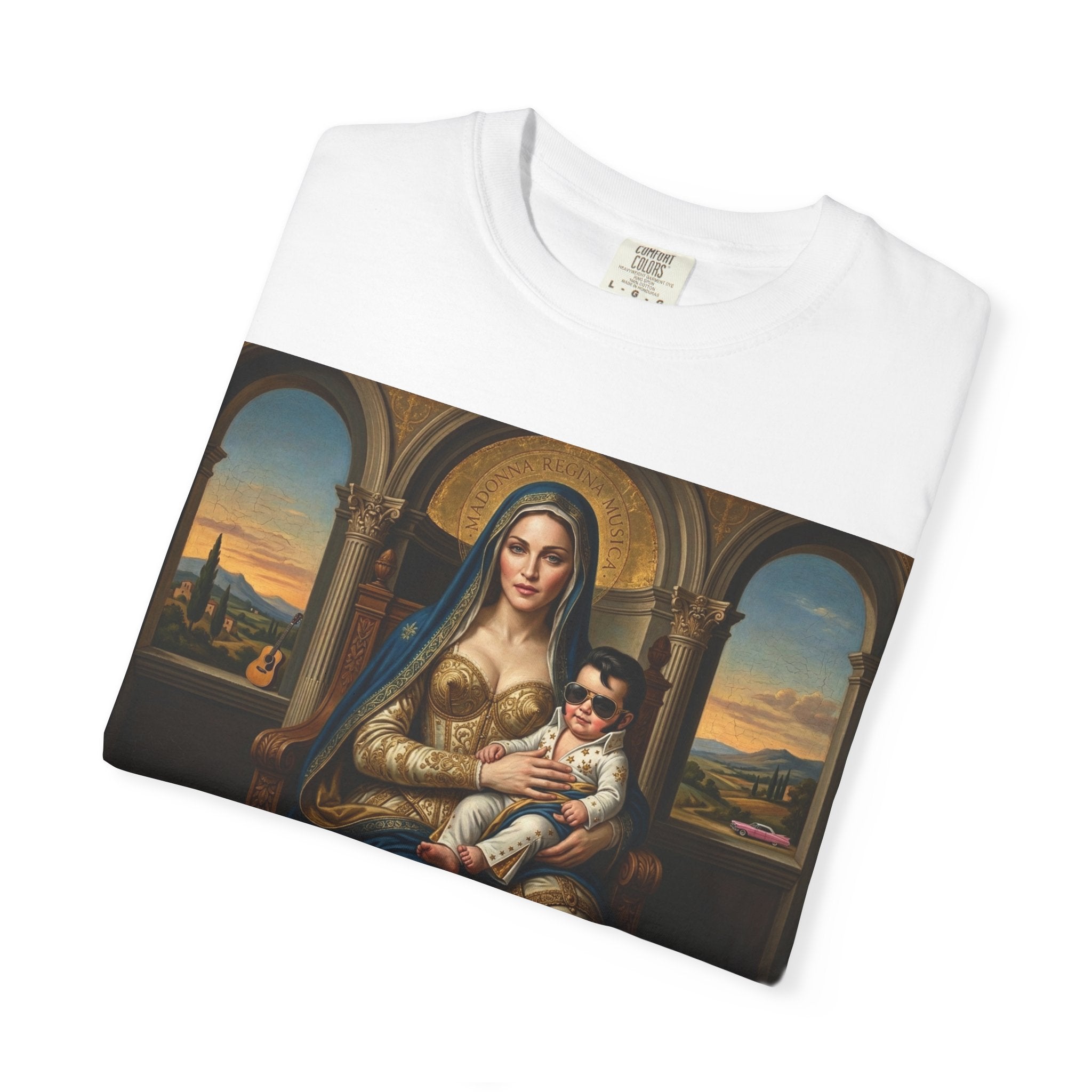 Pop Icon Madonna and Child T-Shirt — Classic Art Meets Pop Culture Parody Tee