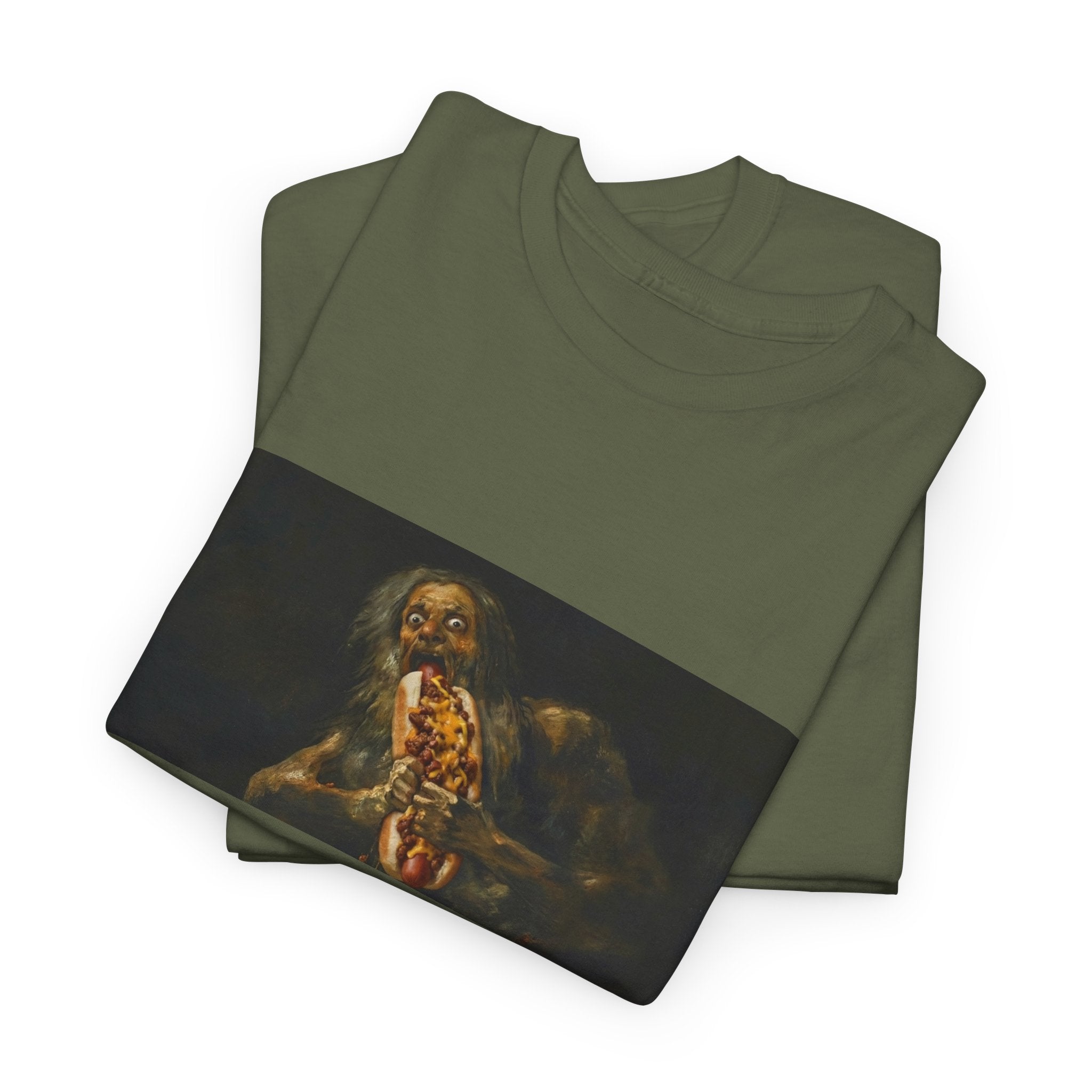 Saturn Devouring a Chili Dog T-Shirt — Goya Art Parody Graphic Tee
