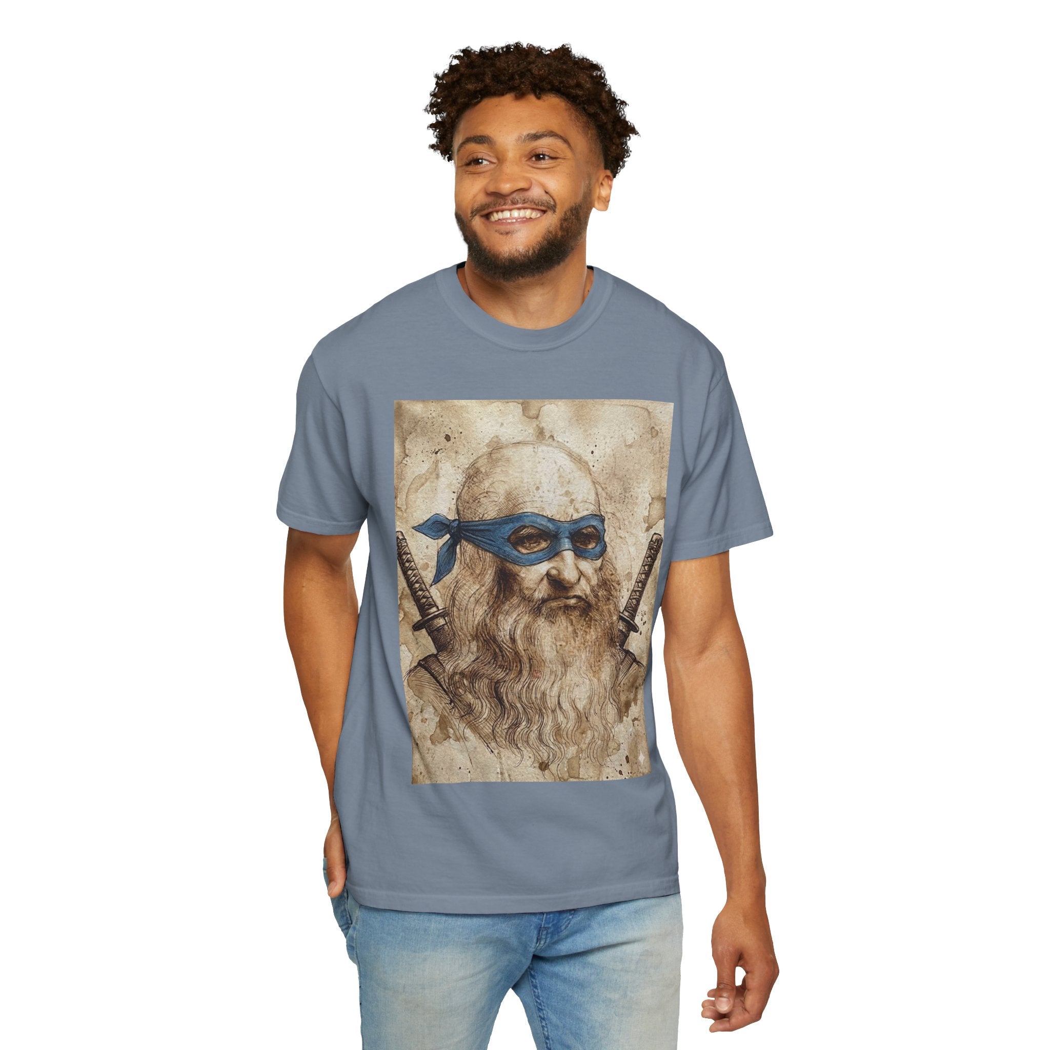 Leonardo Ninja Portrait T-Shirt — Vintage Samurai Leonardo da Vinci Art Tee