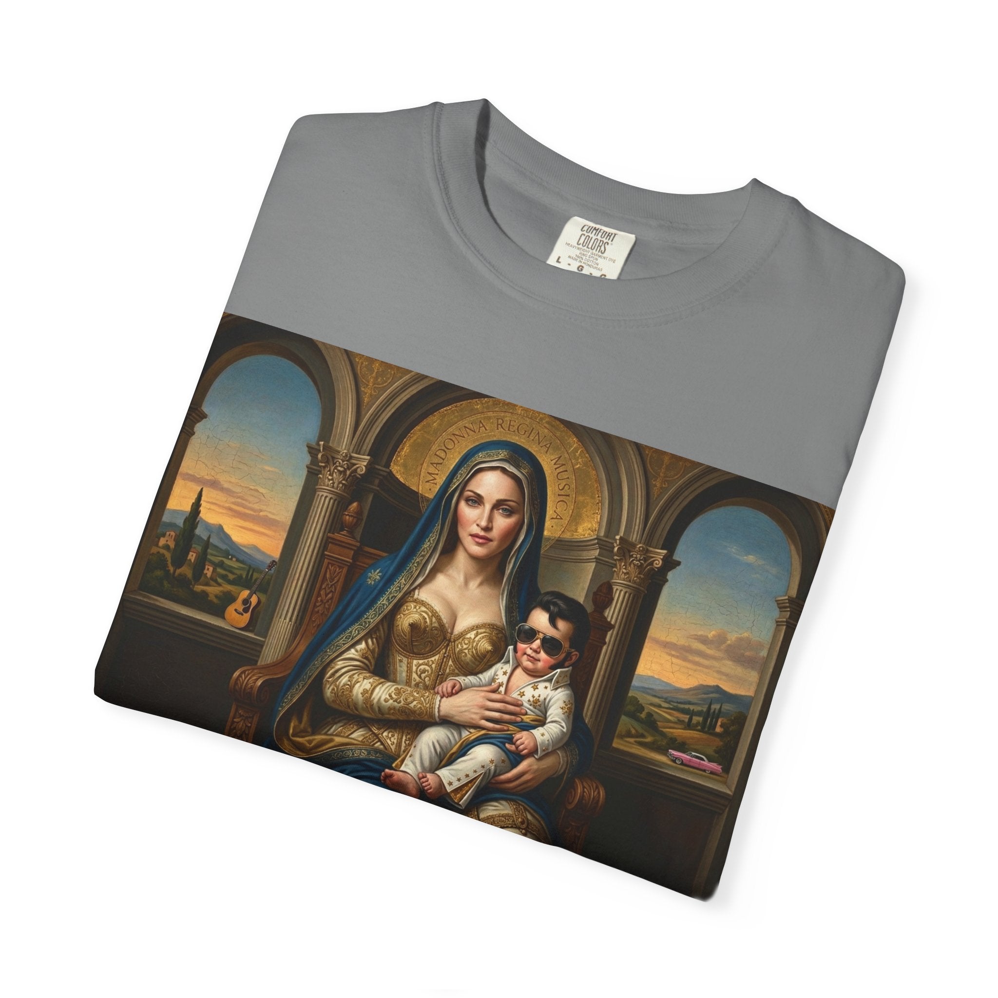 Pop Icon Madonna and Child T-Shirt — Classic Art Meets Pop Culture Parody Tee