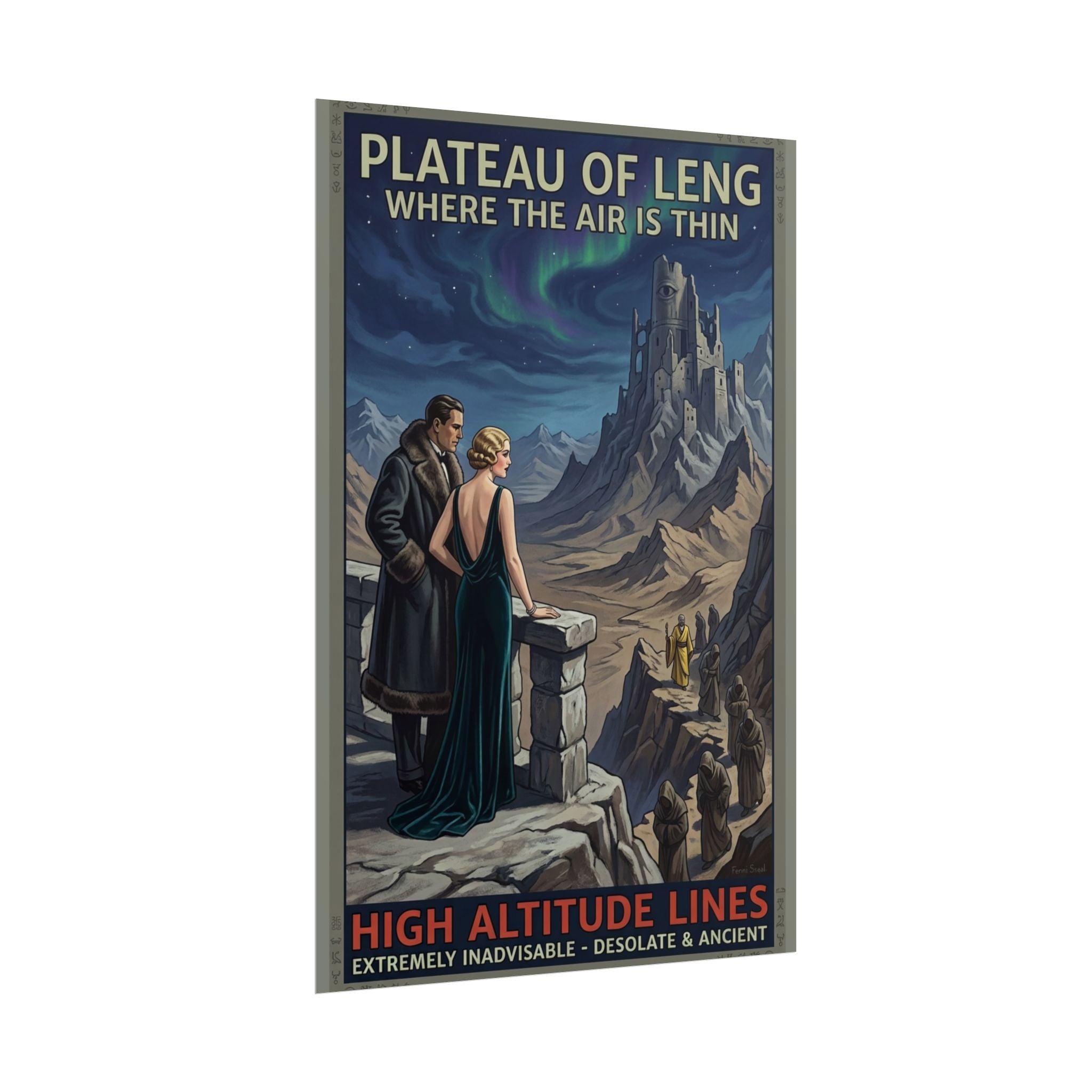 Plateau of Leng Travel Poster — High Altitude Lines Art Deco Lovecraft Print