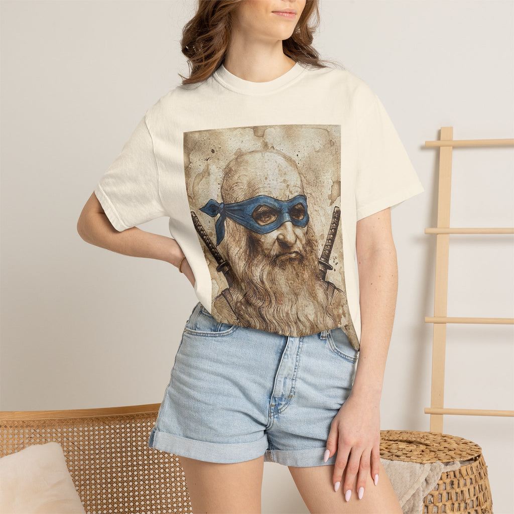 Leonardo Ninja Portrait T-Shirt — Vintage Samurai Leonardo da Vinci Art Tee