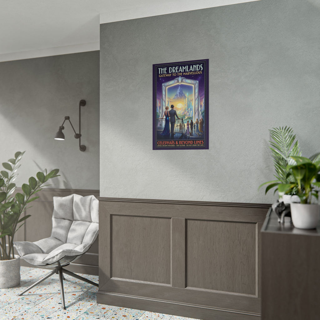 The Dreamlands Travel Poster — Celephais & Beyond Lines Art Deco Lovecraft Print