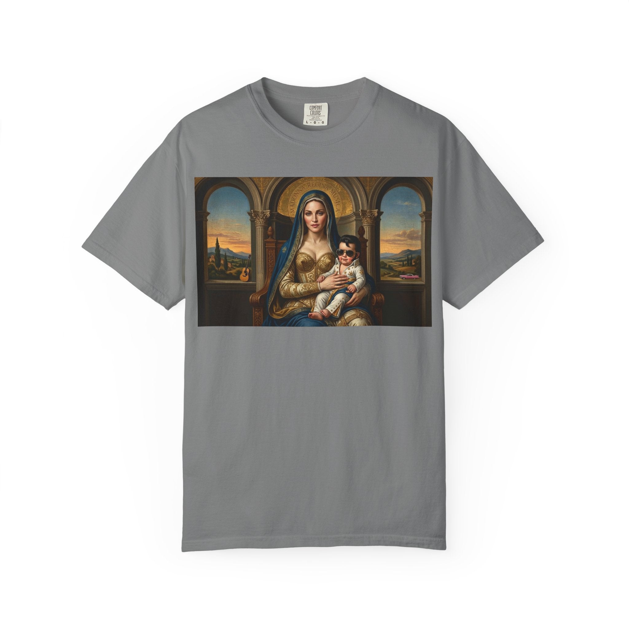 Pop Icon Madonna and Child T-Shirt — Classic Art Meets Pop Culture Parody Tee