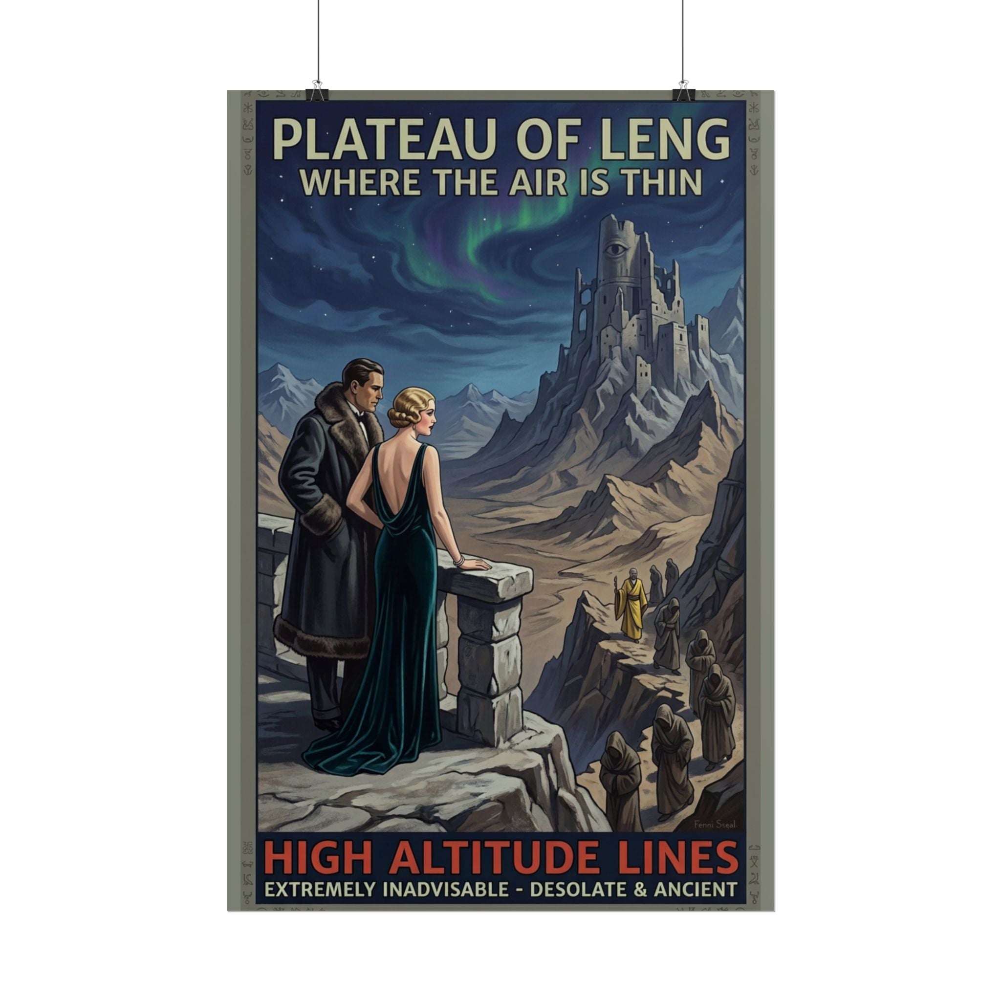 Plateau of Leng Travel Poster — High Altitude Lines Art Deco Lovecraft Print