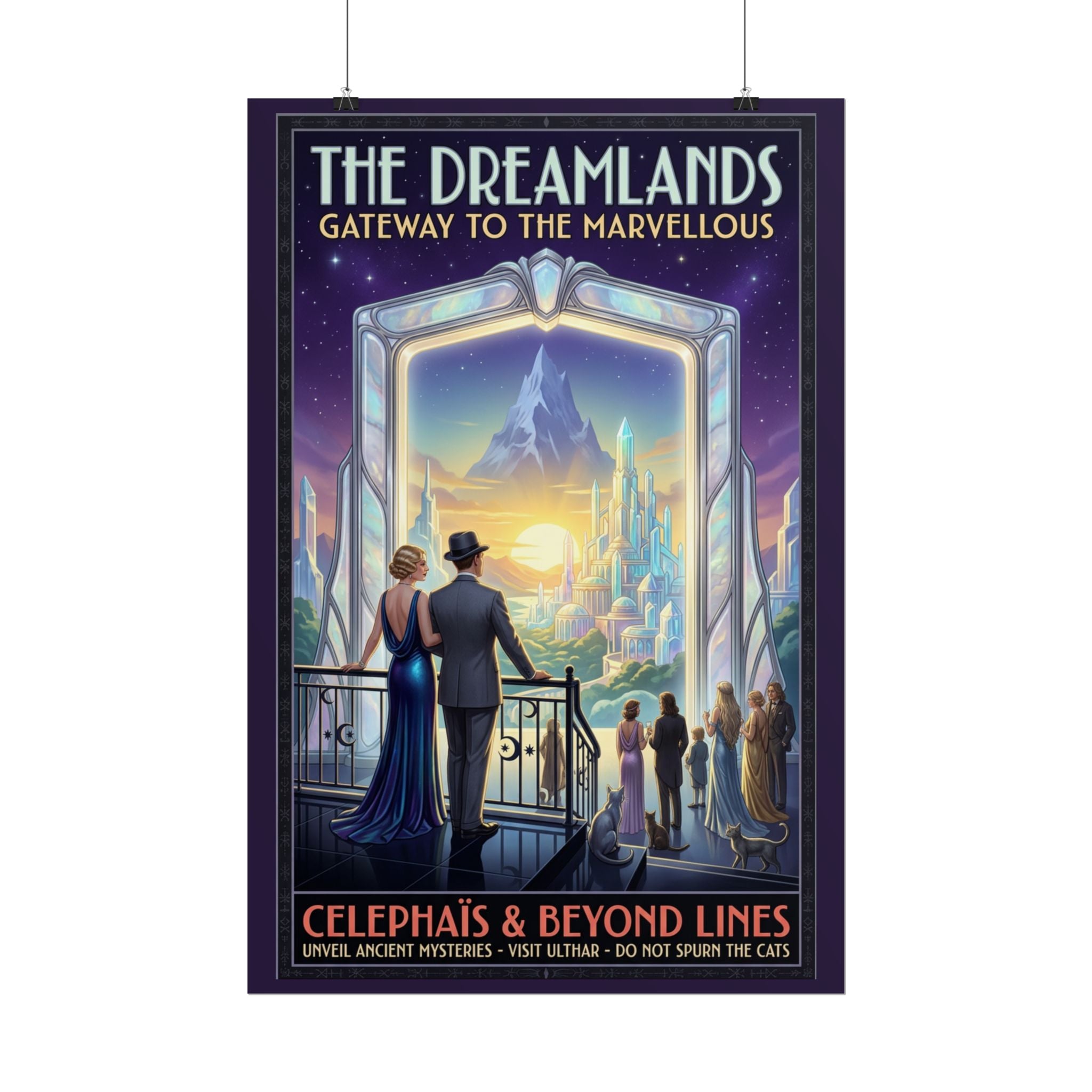 The Dreamlands Travel Poster — Celephais & Beyond Lines Art Deco Lovecraft Print