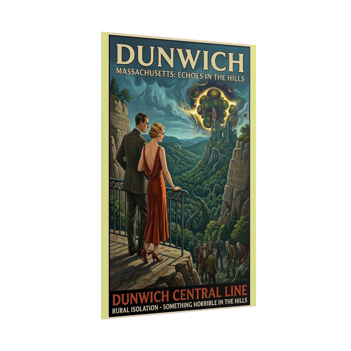 Dunwich Massachusetts Travel Poster — Dunwich Central Line Art Deco Lovecraft Print