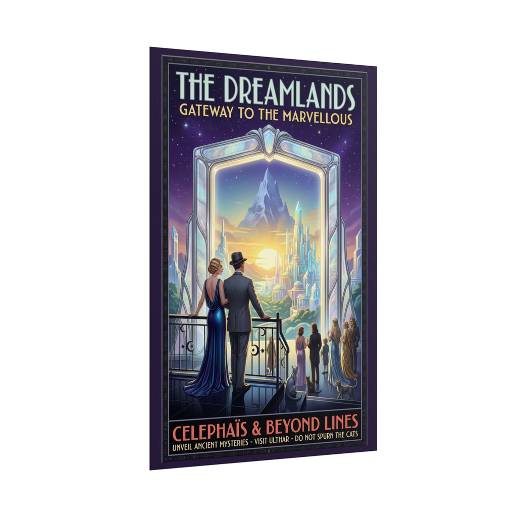 The Dreamlands Travel Poster — Celephais & Beyond Lines Art Deco Lovecraft Print