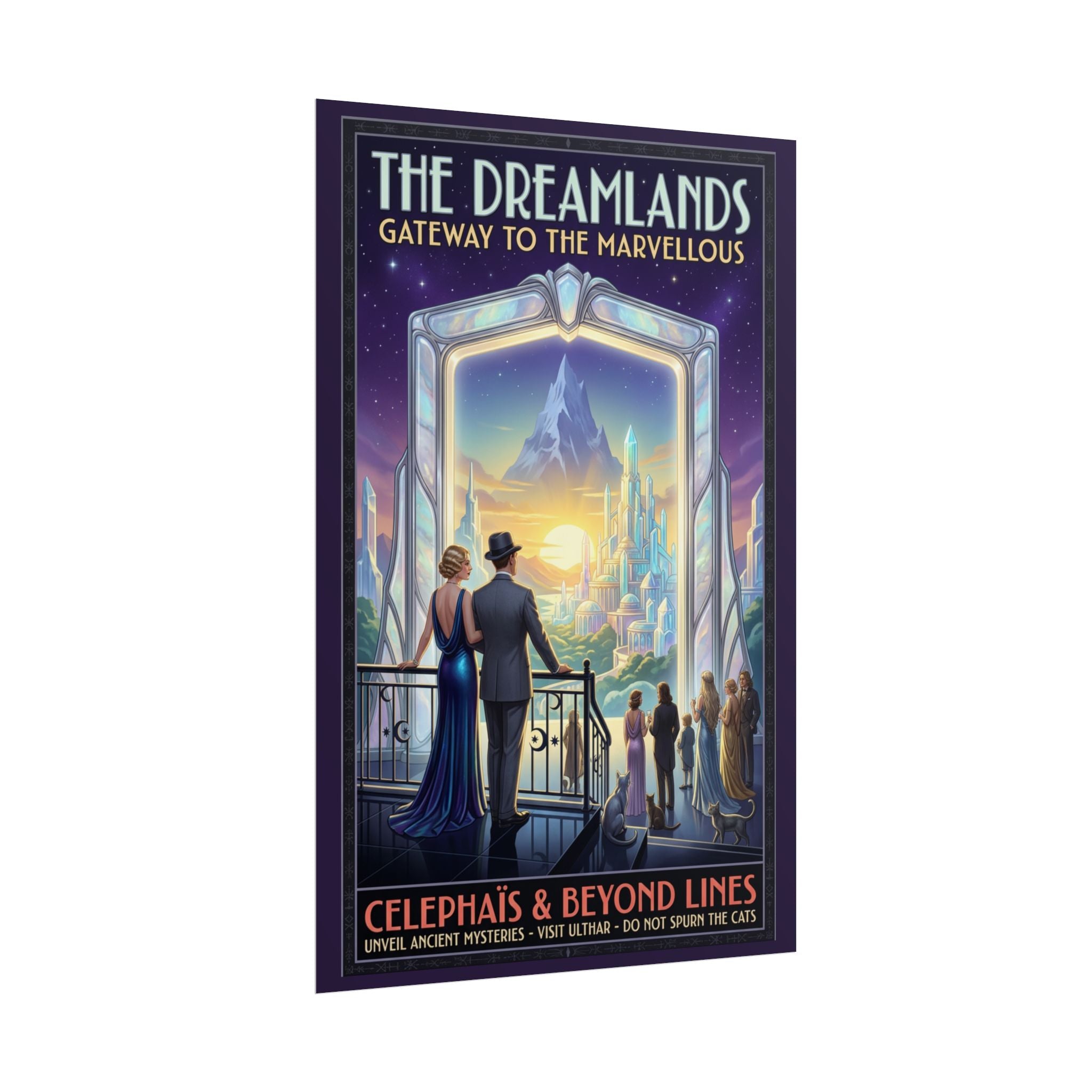 The Dreamlands Travel Poster — Celephais & Beyond Lines Art Deco Lovecraft Print