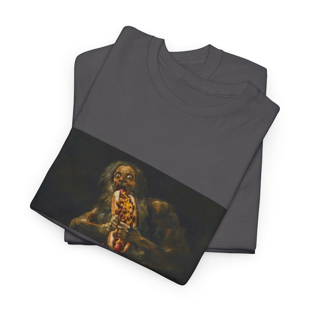 Saturn Devouring a Chili Dog T-Shirt — Goya Art Parody Graphic Tee