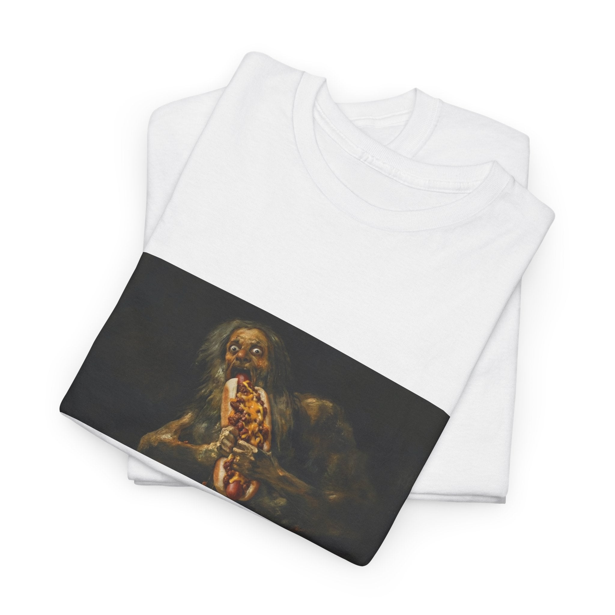 Saturn Devouring a Chili Dog T-Shirt — Goya Art Parody Graphic Tee