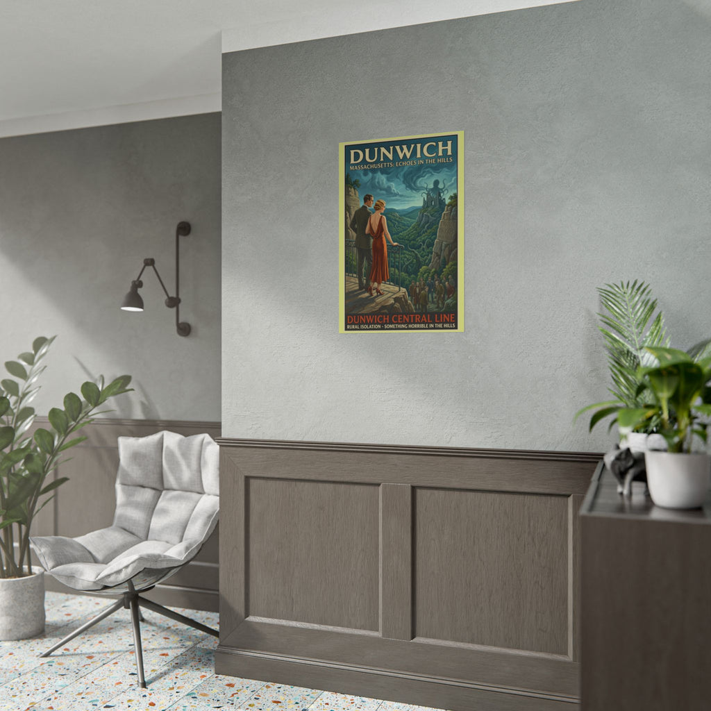 Dunwich Massachusetts Travel Poster — Dunwich Central Line Art Deco Lovecraft Print
